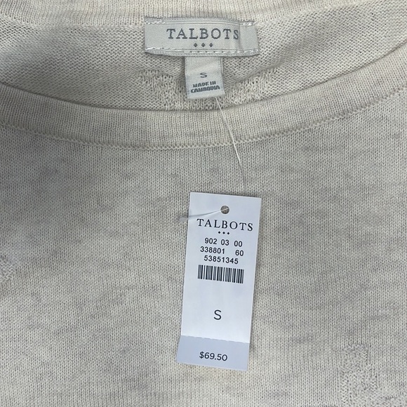 Talbots | Cream Seashell Lightweight Oversized Sweater, with 3/4 Sleeves - Picture 10 of 11